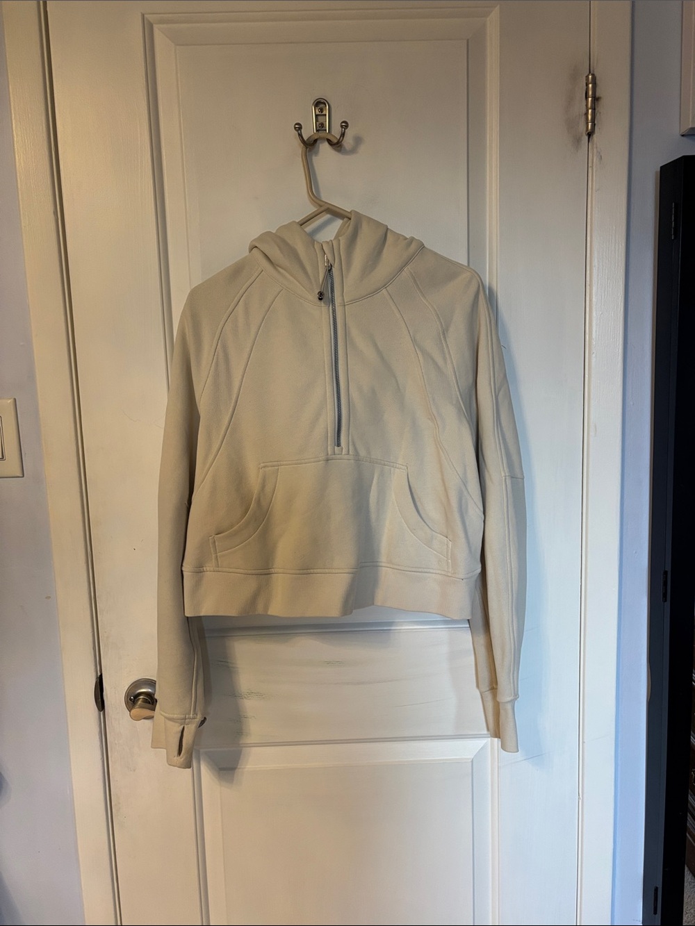 Lululemon Cropped Half-Zip Scuba Hoodie Sweater - Cream